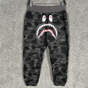 A Bathing Ape Bape Pants‎ Youth Large Black Camo Shark Face Sweatpants Joggers